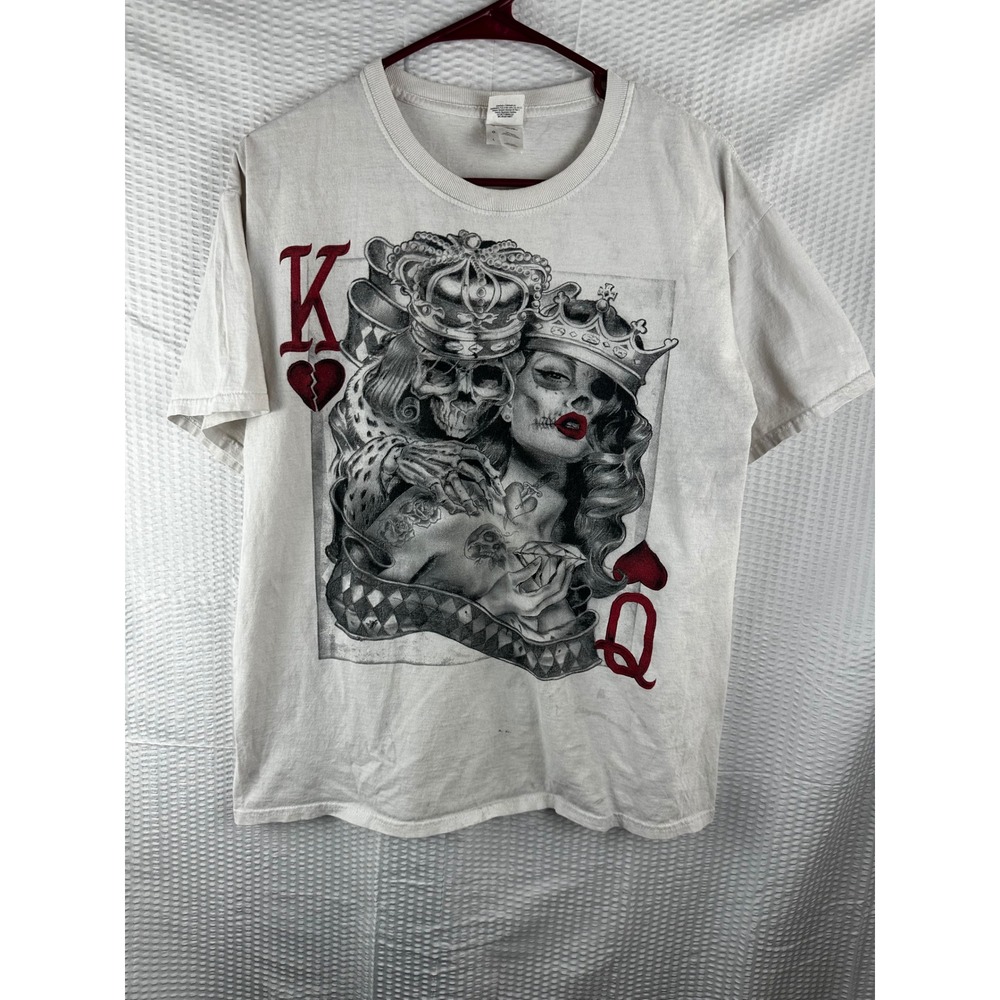 Graphic King & Queen Print White Men's T-Shirt
